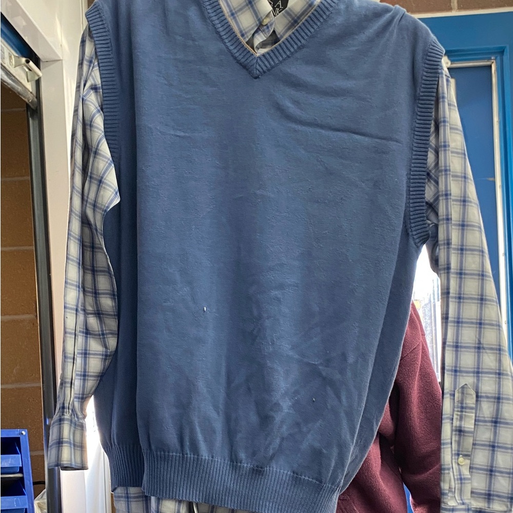 Jos. A. Bank V-Neck Blue Sweater Vest shirt included